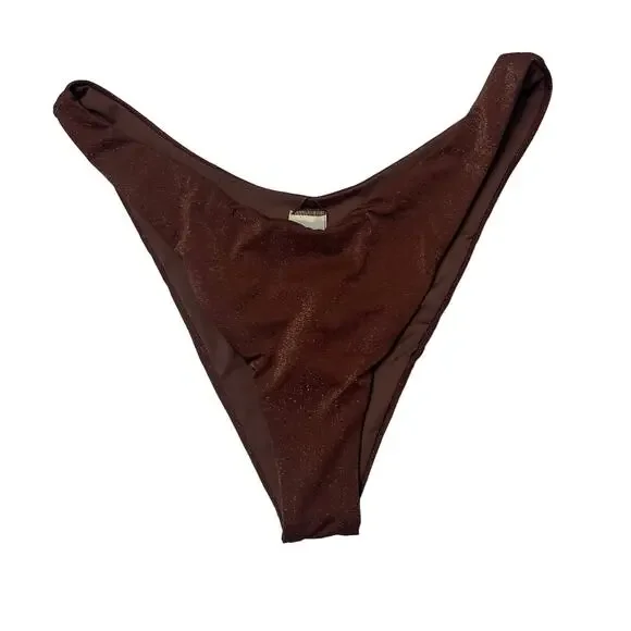 L*SPACE Shimmer Cabana Bikini Bottom Bitsy Cut Cafe Stretch Seamless XL NEW - Picture 3 of 6